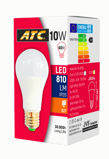 ATC LW-10W=60W E27 LED BEYAZ AMPUL*10X10