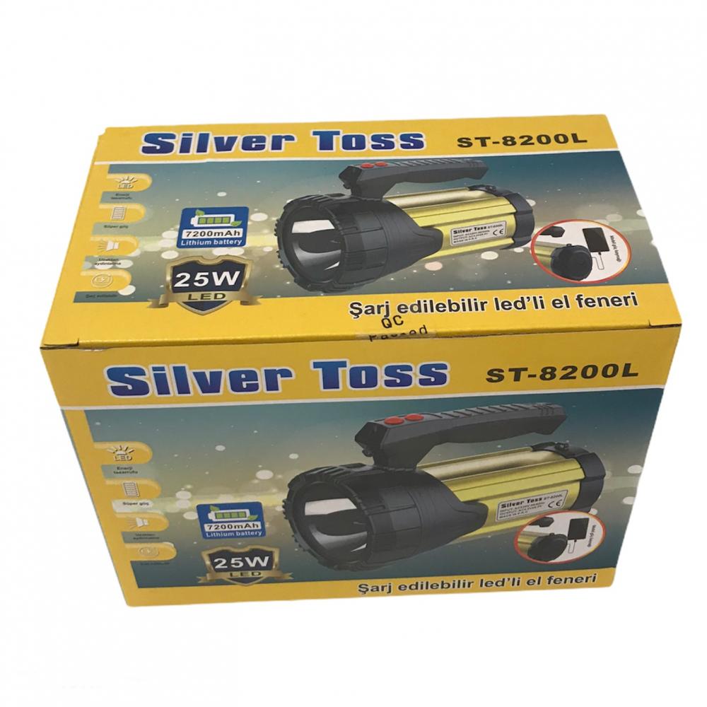 Gold Silver Silver Toss ST-8200L 25W Şarj Edilebilir Ledli El Feneri USB Çıkışlı