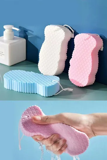 Egonex 3d Sihirli Ultra Soft Yumuşak Banyo Duş Süngeri Cilt Temizleyici Vucüt Kesesi Yoğun Köpük Süngeri