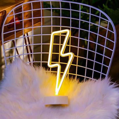 BUFFER® Dekoratif Şimşek Şeklinde Pilli Neon Led Lamba Süs Masa Lambası