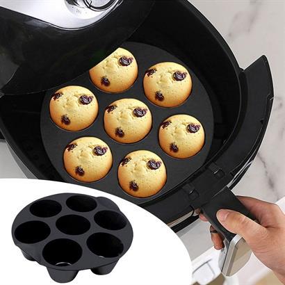 BUFFER® 7 Gözlü Silikon Çok Amaçlı Airfryer Muffin Cupcake Kek ve Çörek Pişirme Kalıbı