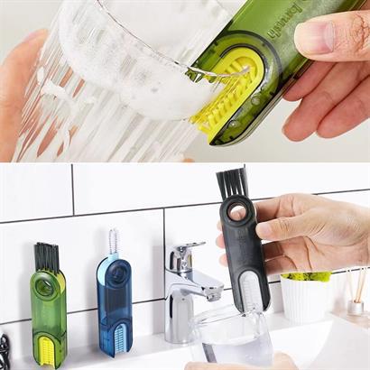BUFFER®  3 Fonksiyonlu Pratik Şişe Temizleme Fırçası Mutfak Banyo Araç İçin Çok Amaçlı Fırça