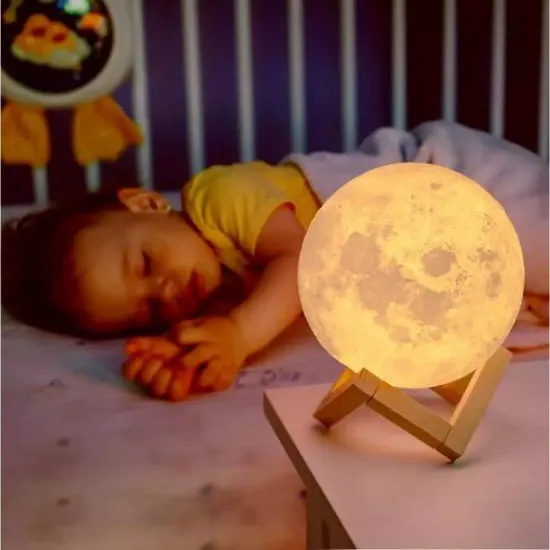 Dekoratif 3D Ay Lamba Gece Lambası Moonlight Standlı 12 cm