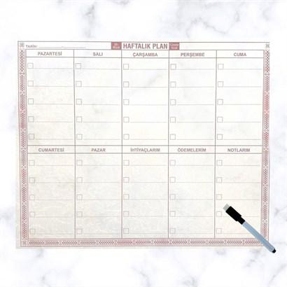 BUFFER® Şeffaf Kendiliğinden Yapışkanlı Kalemli Haftalık Planlayıcı 40cm-50cm
