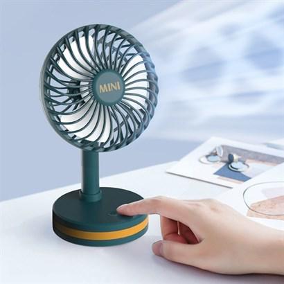 BUFFER® Masaüstü 60 Derece Dönebilen USB Şarjlı 3 Kademeli Doğal Rüzgar Etkili Ledli Fan