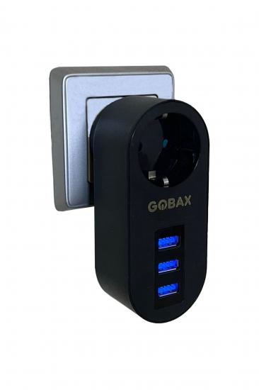 GOBAX Termal Akım Korumalı Akıllı Priz 3xusb Li, Çocuk Korumalı, Led Işıklı, Yüksek Isıya Dayanıklı