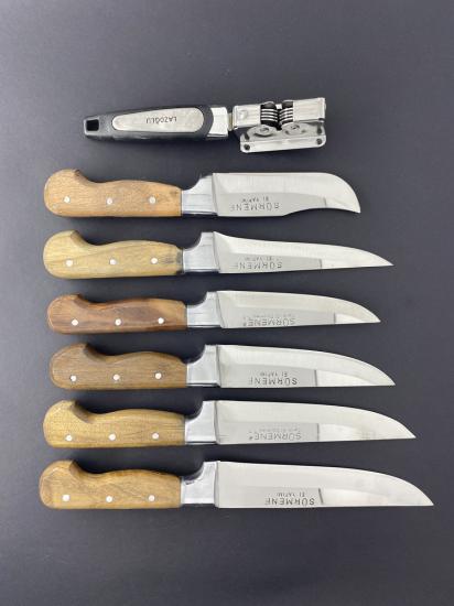 Sürmene El Yapımı Bileme Hediyeli 6’lı Mutfak Bıçak Seti