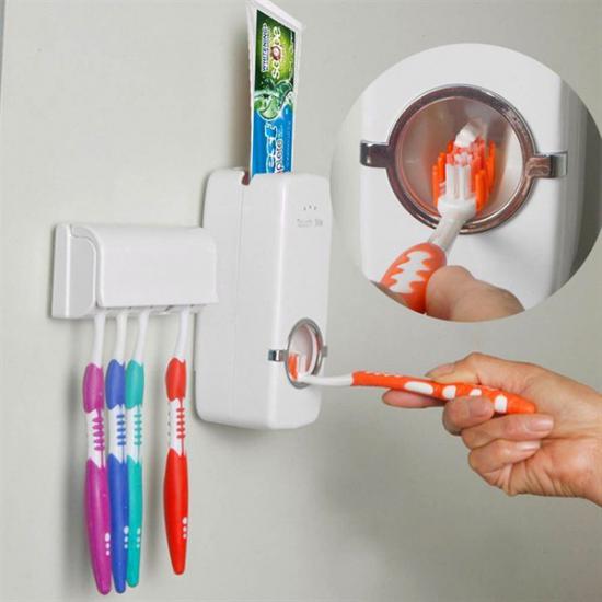 BUFFER® Otomatik Diş Macunu Sıkacağı ve 5 Adet Diş Fırası Tutacağı Diş Fırçalığı