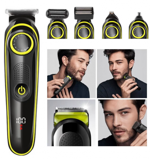 Kablosuz 5 in1 Saç Sakal Vücut Tıraş Makinesi Şarjlı Erkek Bakım Seti LED Ekran Şarjlı